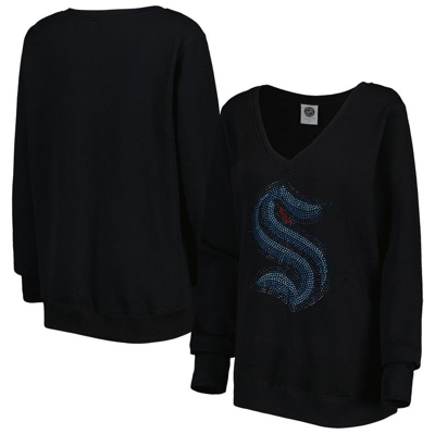 Cuce Black Seattle Kraken Rhinestone V-neck Pullover Sweatshirt