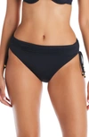 Bleu By Rod Beattie All Tied Up Shirred Hipster Bikini Bottoms In Black