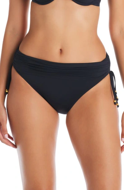 Bleu By Rod Beattie All Tied Up Shirred Hipster Bikini Bottoms In Black