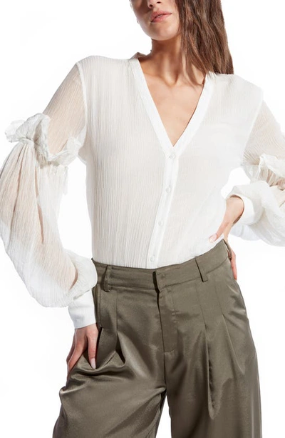 As By Df Amber Crinkled Chiffon Button-front Blouse In White