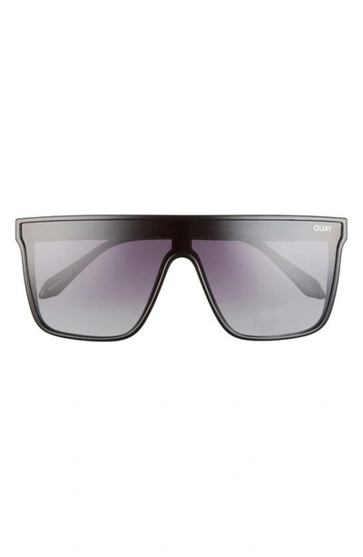 Quay Nightfall 52mm Polarized Shield Sunglasses In Black/ Smoke Polarized