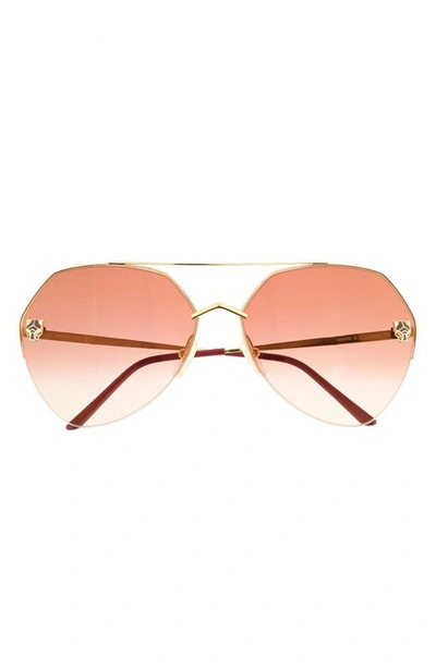 Cartier 64mm Gradient Oversize Panthos Sunglasses In Gold 3