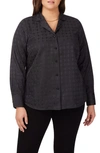 Foxcroft Monica Long Sleeve Button-up Blouse In Black