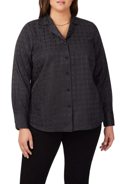 Foxcroft Monica Long Sleeve Button-up Blouse In Black