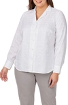 Foxcroft Monica Long Sleeve Button-up Blouse In White