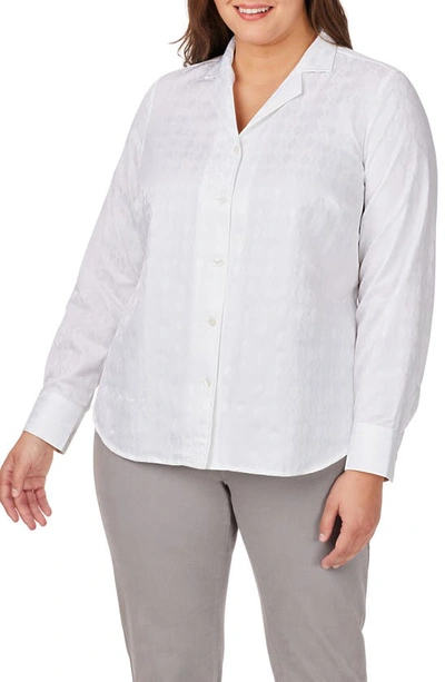 Foxcroft Monica Long Sleeve Button-up Blouse In White