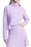 Open Edit Cotton Blend Rib Turtleneck Sweater In Purple Villa