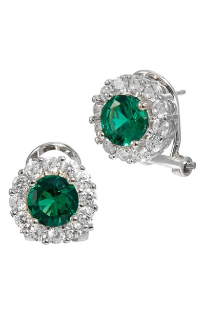 Savvy Cie Jewels Halo Stud Earrings In Green