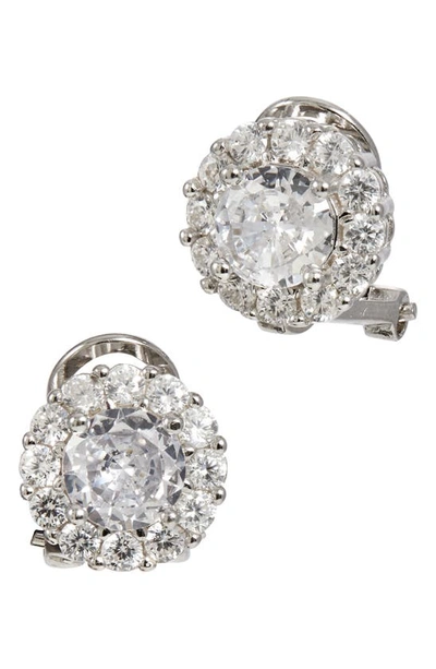 Savvy Cie Jewels Halo Stud Earrings In White