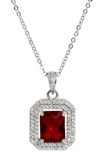 Savvy Cie Jewels Lab Created Gemstone Pendant Necklace In Red