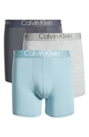 Calvin Klein Ultra-soft Modern 3-pack Stretch Modal Boxer Briefs In Tourmaline/gray Heather/sleek Gray