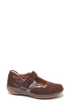 Halsa Footwear Aloe Mary Jane In Dark Brown Suede With Foliage