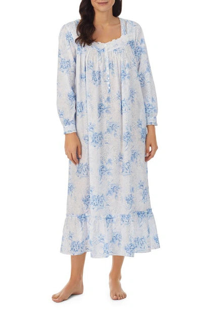 Eileen West Floral Print Cotton Ballet Nightgown In White Floral