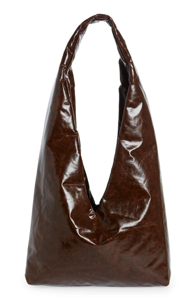 Kassl Medium Anchor Oiled Canvas Shoulder Bag In Dark Brown