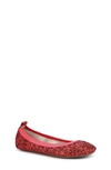 Yosi Samra Girl's Miss Samara Ballerina Flats, Toddler/kids In Ruby Red Chunky Glitter