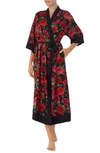 Room Service Pjs Satin Robe In Red Prt