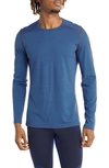 Icebreaker Oasis Long Sleeve Merino Wool Base Layer T-shirt In Lazurite/ Espresso/ S