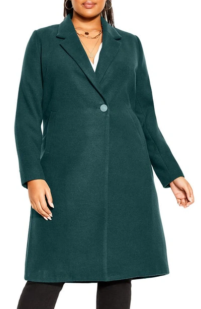 City Chic Trendy Plus Size Effortless Chic Coat In Emerald