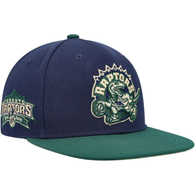 Mitchell & Ness Men's  Navy, Green Toronto Raptors Hardwood Classics Grassland Fitted Hat In Navy,green