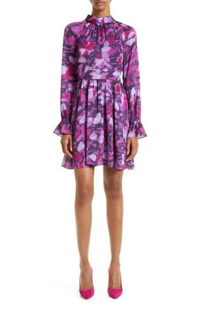 Ted Baker Women's Sammieh Floral-print Cut-out Long-sleeve Minidress In Purple