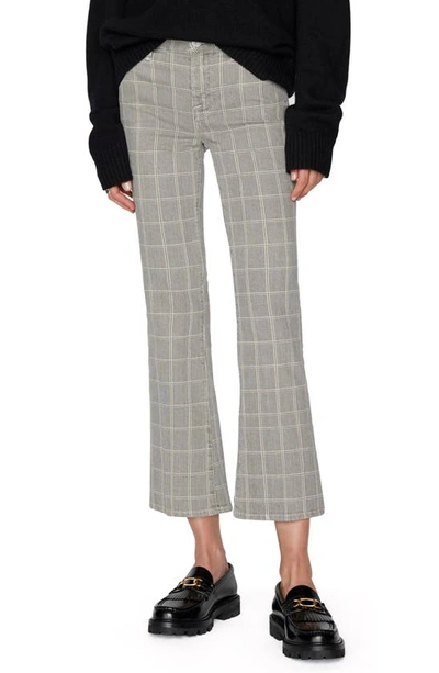 Frame Le Crop Frayed Mini Bootcut Jeans In Au Natural In Pine Plaid