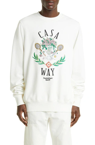 Casablanca Casa Way Embroidered Sweatshirt Off-white Loopback Casa Way - Casa Way In Grey