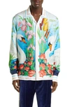Casablanca Long Sleeve Silk Button-up Shirt In Le Lac Tranquille