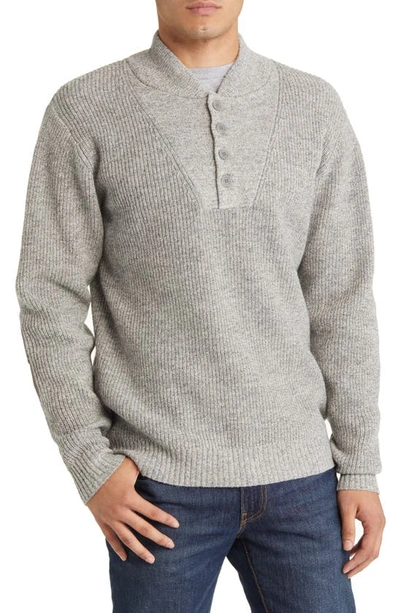 Schott Wool Blend Military Henley Sweater In Heather Grey