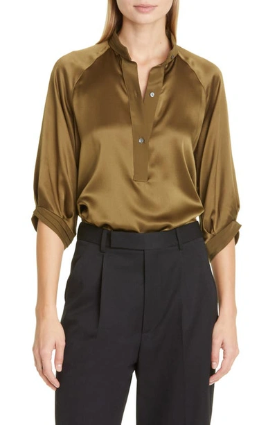 Twp Walker Silk Button-up Blouse In Military