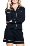 Petite Plume Luxe Pima Cotton Short Pajamas In Black