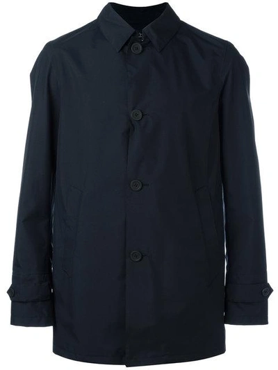 Herno Classic Buttoned Coat In Blue