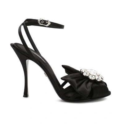 Dolce & Gabbana Bette Crystal Sandals In Black