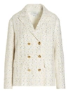 Giambattista Valli Double Breast Sequin Blazer Jacket In White