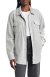Thread & Supply Plaid Polar Fleece Shacket In Light Grey