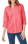 Foxcroft Meghan Solid Cotton Button-up Shirt In Coral Sunset