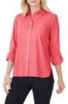 Foxcroft Cole Roll Sleeve Button-up Shirt In Coral Sunset