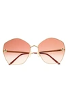 Cartier 63mm Gradient Oversize Geometric Sunglasses In Gold/pink Gradient
