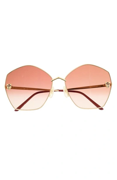 Cartier 63mm Gradient Oversize Geometric Sunglasses In Gold/pink Gradient