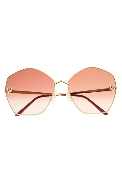 Cartier 63mm Gradient Oversize Geometric Sunglasses In Gold 2