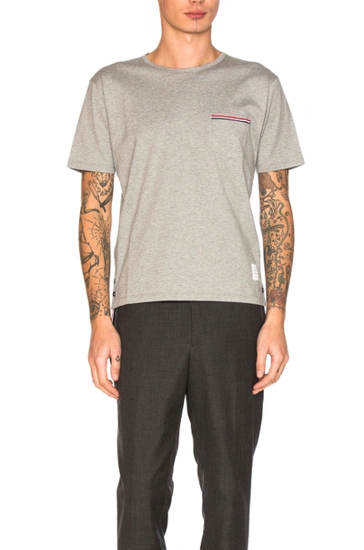 Thom Browne Jersey Cotton Short Sleeve Pocket Tee In Grey