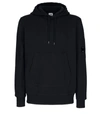 C.p. Company Diagonal Raised Fleece Goggle Zipped Hoodie In Black