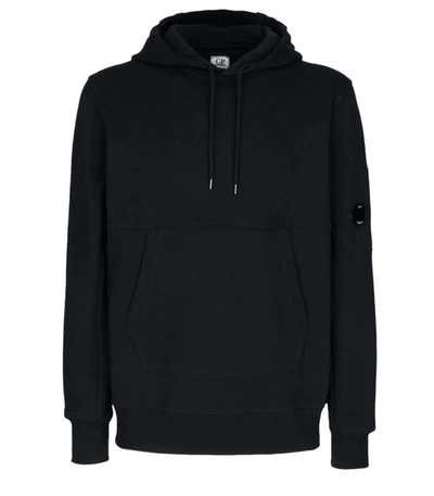 C.p. Company Zipped Drawstring Hoodie In Black