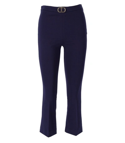 Twinset Blue Cropped Flare Trousers