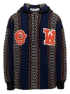 Off-white Geometric-patterned Alpaca-blend Hoodie In Brown