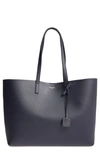 Saint Laurent Large East-west Leather Shopper Bag In Navy