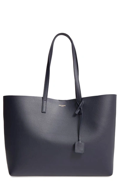 Saint Laurent Large East-west Leather Shopper Bag In Blue