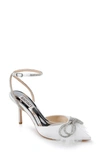 Badgley Mischka Women's Sacred Embellished Ankle Strap Pumps In White Satin