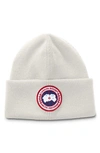 Canada Goose Arctic Disc Merino Wool Toque Beanie In White