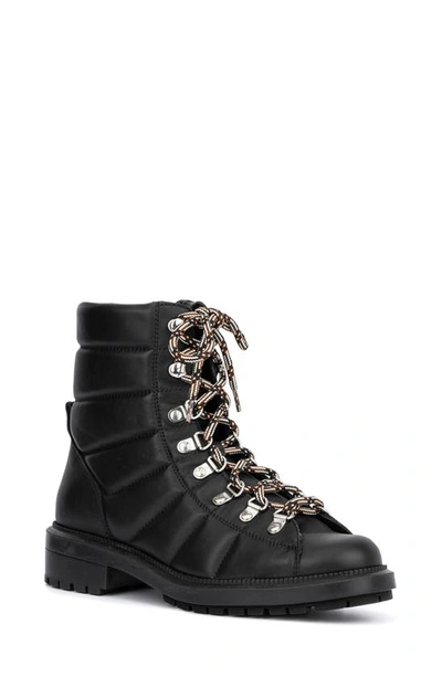 Aquatalia Leia Quilted Lace-up Ankle Boots In Black