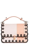 FENDI KAN I SCALLOPED STRIPE LEATHER SHOULDER BAG - CORAL,8BT283-OYE